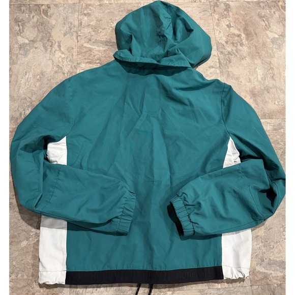 HURLEY One and Only Hooded Jacket XS Mystic Green Adjustable Waist 90s Surf Snow - Picture 5 of 7